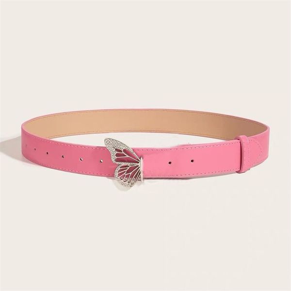 

fashion metal inlaid rhinestone belt american sweet cool girl butterfly snap belts women's simple versatile dress jeans waistband wide, Black;brown