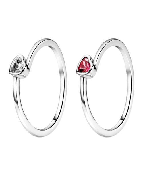 

925 sterling silver jewelry transparent tilt heart-shaped single stone claret cubic zirconia ring send girlfriend valentine's day581432, Golden;silver