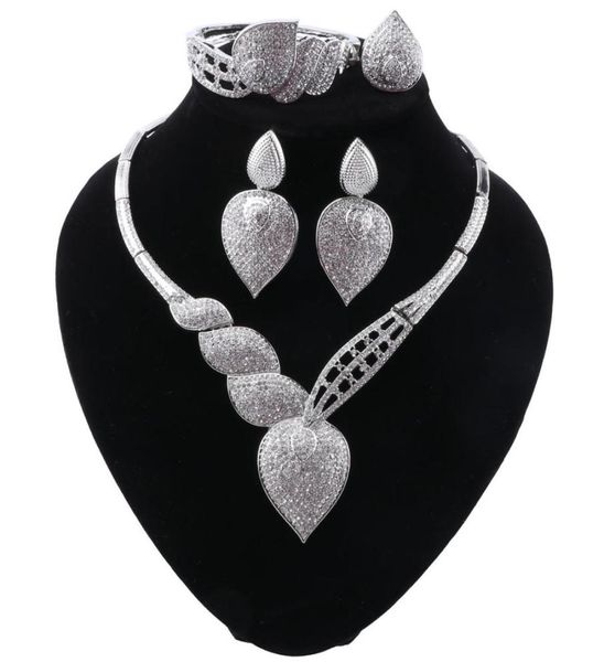 

new crystal statement necklace earrings dubai jewelry sets indian bridal wedding party women039s fashion costume jewellery6362287, Slivery;golden