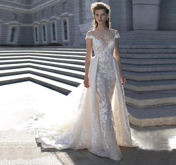 

lihi hod wedding dresses 2017 two pieces sweetheart sleeveless low back pearls beading lace chiffon beach boho bohemian wedding go9183893, White