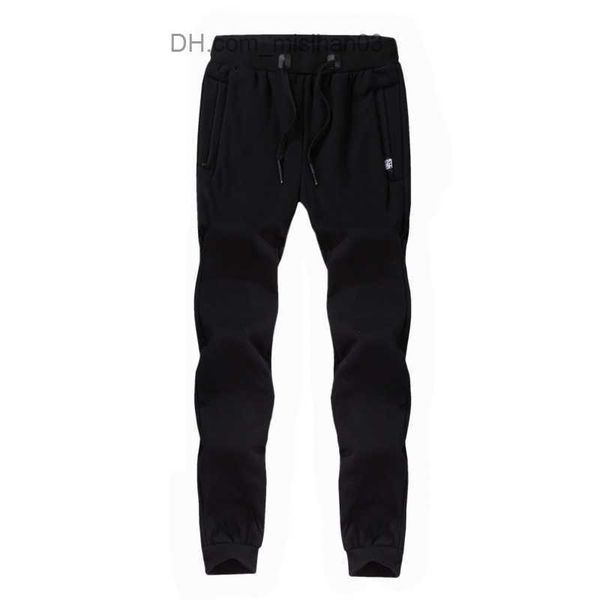 

men's pants hiexhse 8xl men pants warm fleece thicken joggers sweatpants lace-up pants wool lining outdoor winter snowy day trousers, Black