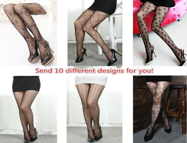 

ship 10 pairs 10 different designs womens sheer lace silicone band stay up thigh fishnet high stockings pantyhose 9631545, Black;white