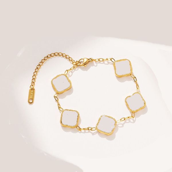 

classic brand colorful double side four leaf clover charm bracelet jewelry for women gift, Golden;silver
