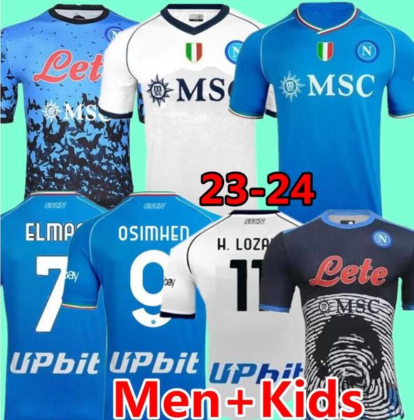 

23 24 napoli soccer jerseys maglia naples 2023 2024 zielinski anguissa olivera kvaratskhelia football shirt osimhen fabian lozano ssc napoli, Black;yellow