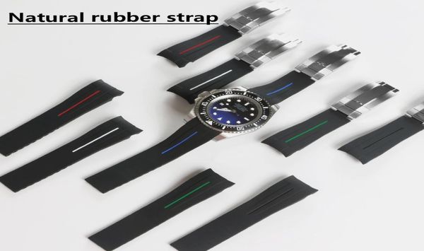 

21mm 20mm soft silicone rubber watchband durable stainless steel pin buckle for sub gmt sea watch bracelet colorful tools7352941, Black;brown