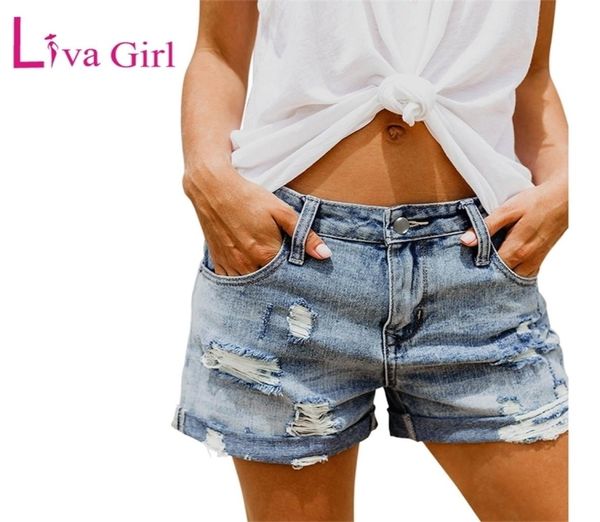 

liva girl summer vintage faded and distressed jean shorts with pockets 2020 ps size woman casual hole short denim s-xxl 2204072548812, White;black