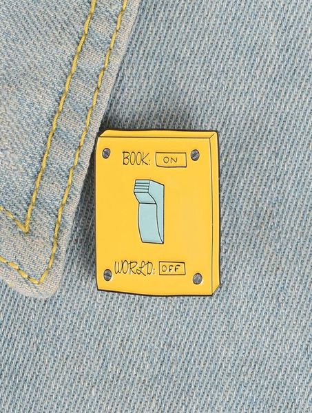 

power switch enamel pin reading world brooches backpack clothes lapel pin badge cartoon fun jewelry gift for kids friends7377546, Gray