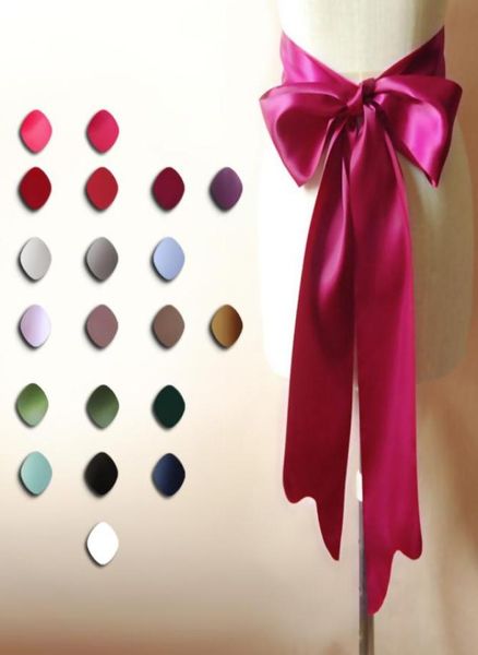 

multicolor double satin bridal sashes wedding belt extra wide wedding belt sahes for brides wedding dress belt pink sashes5202712, White