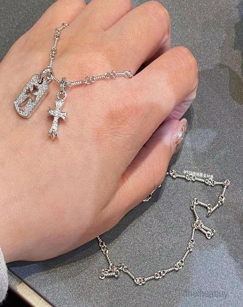 

brand cross necklace chromes designer pendant gold 18k rose couple two color double carbon inlaid with diamond heart ch sweater ch2344231, Silver