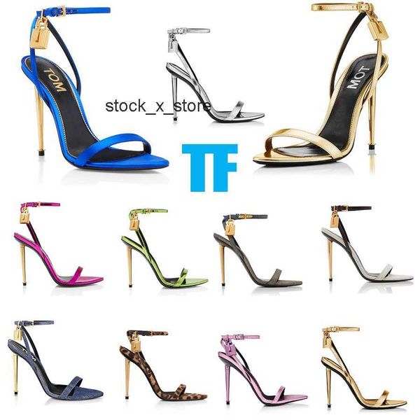 

padlock sandal velvet tom-fords naked 35-42 fashion high heels brand patent leather 21 pointy toe styles sandals pumps tf women with box, Black