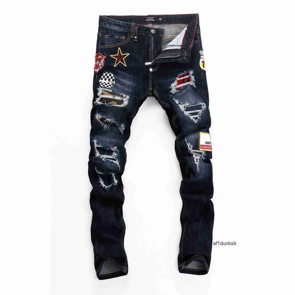 

mens plein philipps jeans mens jeans bear casual mens jeans classical ripped fashion pp man design trousers rock moto distressed skinny deni, Blue