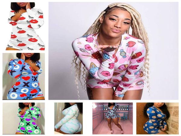 

v neck skinny rompers style ladies clothes 2020 new spring summer womens designer jumpsuits lips pattern printed8932579, Black;white