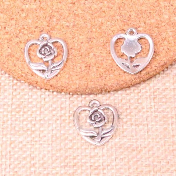 

92pcs charms heart flower 1816mm antique making pendant fitvintage tibetan silverdiy handmade jewelry5030986, Bronze;silver