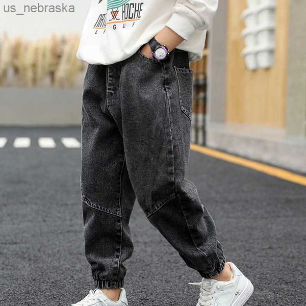 

boys 2023 new jeans black spring pants 100 cotton trousers denim l230518, Blue