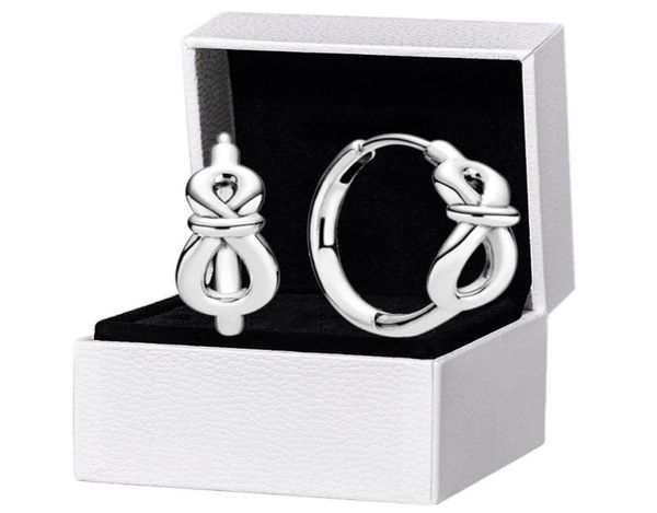 

925 sterling silver infinity knot hoop earrings original box for women girls earring7680769, Golden;silver