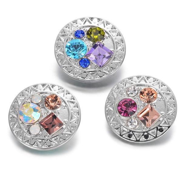 

10pcslot 18mm shiny rhinestone silver metal snap buttons fit exchanged snap bracelets jewelry gift for women vn2028101952215, Golden;silver