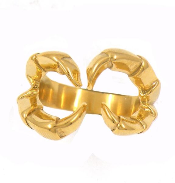 

fanssteel stainless steel mens or womens punk vintage jewelry crab claw ring biker ring gift 13w75g22522825524, Silver