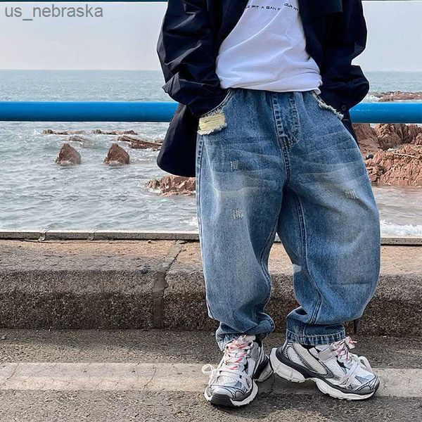 

2023 boys' autumn new jeans cool wear for children boy pants 18 l230518, Blue