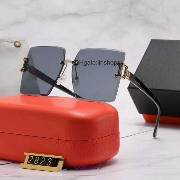 

8a quality designer h home sunglasses new nylon h family small scented glasses frameless cut edge sunshade fashion with gift box with gift b, White;black