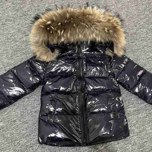

down coat children's winter down jacket raccoon fur collar toddler snowsuit baby boys girls outwear coat for kids 1-14years parka hkd23, Blue;gray