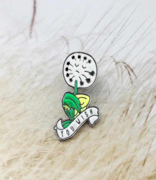 

dandelion ribbon quotyou wishquot plant flower enamel personality creative decoration special cartoon lapel denim small pins1778229, Gray