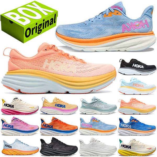 

with box hoka hokas one one bondi clifton 8 9 designer shoes running shoes for men women x 2 3 mens womens shoe cloud blue black white blanc