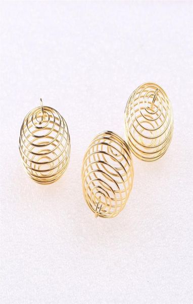 

100pcs diy gold spiral bead cages pendants jewelry findings handmade jewelry components charms 15x14mm25x20mm30x25mm27258163130134, Bronze;silver