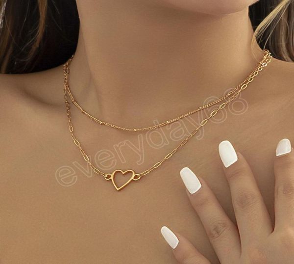 

vintage love heart pendant necklace for women bride multilayer thin chain egirl aesthetic accessories jewelry5263159, Silver