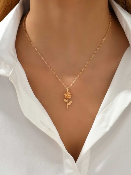 

women's accessories flower charm necklace, Silver