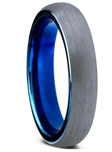 

tungsten wedding band ring 6mm for men women comfort fit blue round domed brushed5013227, Silver