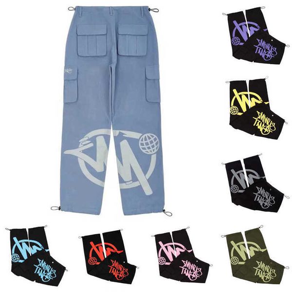 

mens pants minus two cargo y2k casual pants loose punk rock straight wide leg trouser streetwear pant retro street trend overalls minustwo, Black
