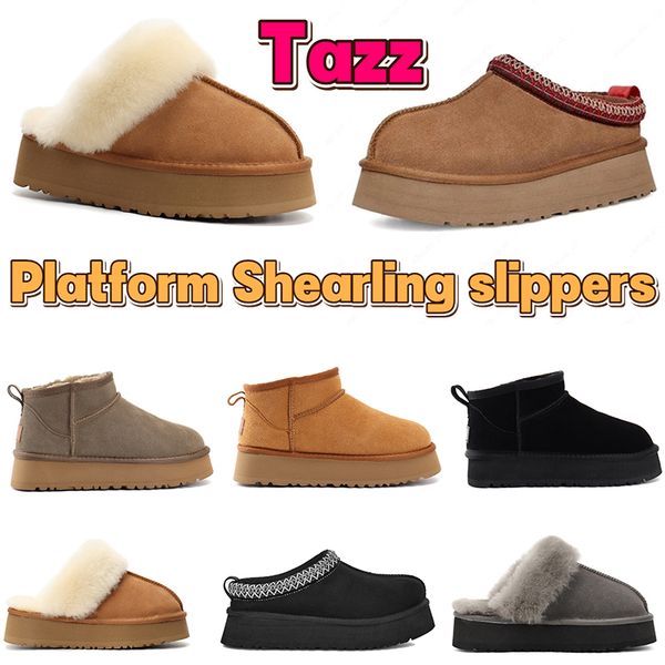 

tazz slippers platform tasman boots australia disquette slipper slides men women shoes winter snow ultra mini boot suede slide designer aust, Black