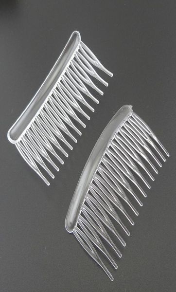 

20pcs 15teeth medium size 45cm80cm white clear plain plastic hair combs for diy hair accessoriesside combs for bridal wedding6668034, White;golden