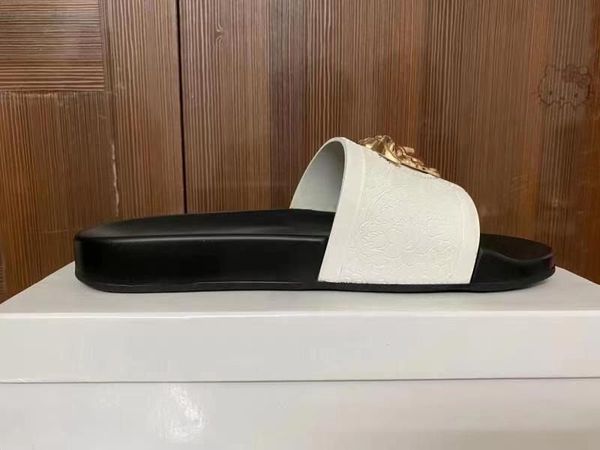 

slipper mens sandals designer sliders womens slides one line drag genuine leather rhinestone casual beach slippers men print flat bottom pin, Black