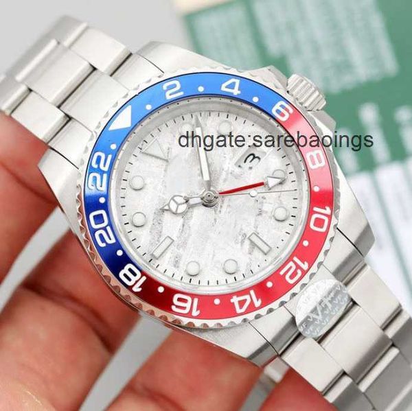 

men's watches 40mm gmt wristwatches automatic mechanical ceramic coke bezel stainless steel strap with folded buckle calendar display, Slivery;golden