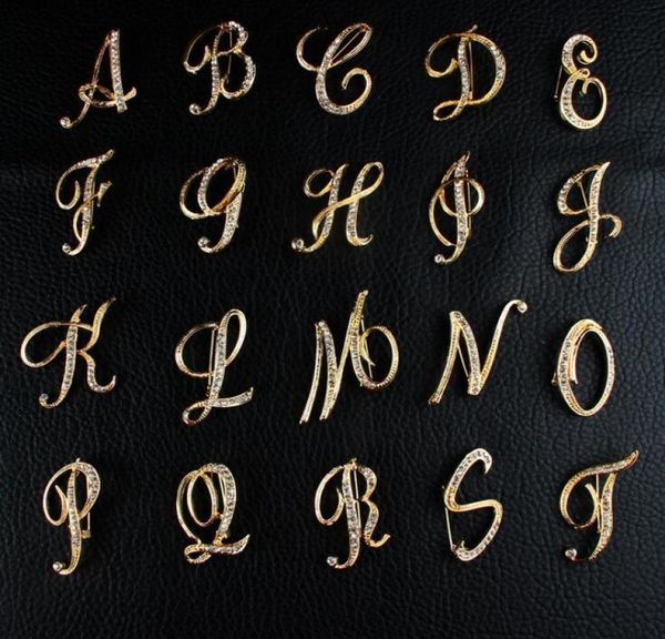 

fashion 26 english letter brooch pins sparkling crystal silver plated alphabet brooch9243443, Gray