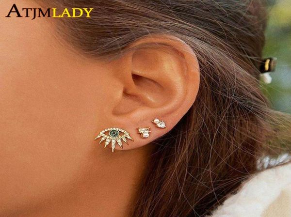 

stud 2022 whole bling 5a cz paved eyelash mini small earring lucky turkish jewelry for girl women8362432, Golden;silver