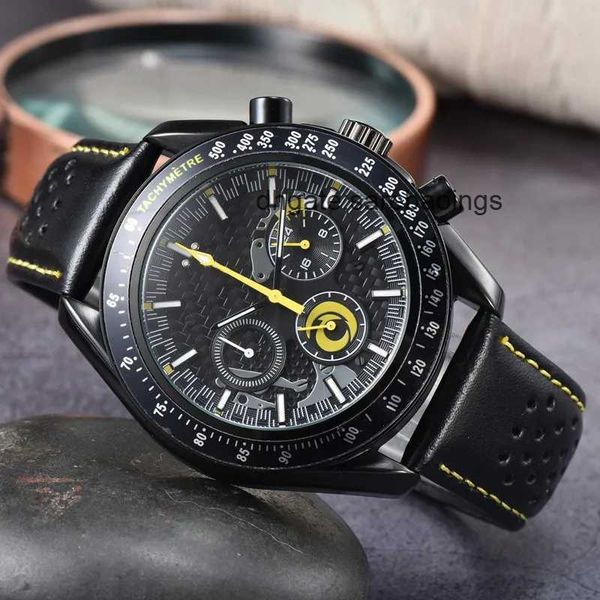 

omeg wrist watches for men new mens watches all dial work quartz watch luxury brand chronograph clock men fashion accessories leather belt o, Slivery;golden