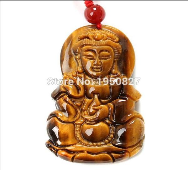 

100 natural fine carving chinese yellow tigereye stone buddha pendant lucky amulet pendant necklace jade jewelry2515971, Silver