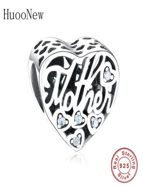 

fit original charms bracelets 925 sterling silver letter mother son love heart zirconia stone beads mom berloque 2019 q05313161179, Black