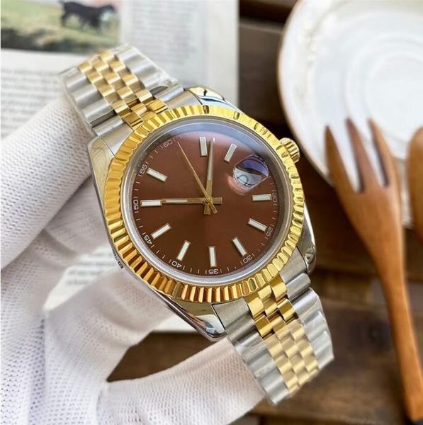

wholesale mens watch watches automatic men wristwatches 41mm-09, Slivery;brown