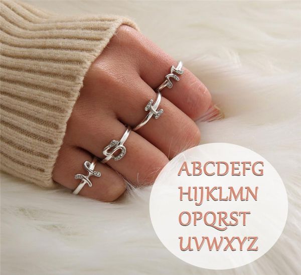 

alphabet initial letter ring az stackable adjustable ring for women4897018, Silver