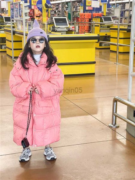 

down coat children's mid length down jacket 2022 winter korean version new men's and women's hooded warm jacket hkd230725, Blue;gray