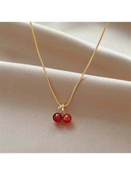 

women's accessories cherry pendant chain necklace, Silver