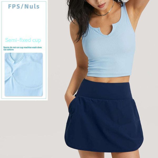 

women sleeveless tank medium strength half fixed cup sports bra women's v-neck yoga bra spring/summer new fitness tank lu-46