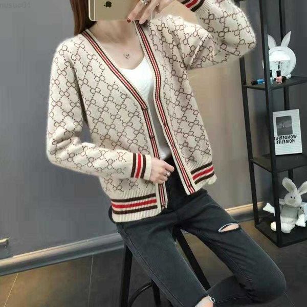 

women's sweaters luxury clothes womens sweater for woman designer sweaters casual knit contrast color long-sleeved autumn and winter fa, White;black