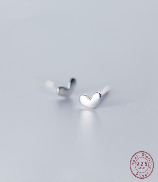 

wantme korean simple sweet love heart shaped stud earrings for women girls kids luxury cute 100 925 sterling silver jewelry 210507443602, Golden;silver
