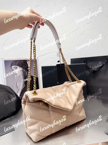 

loulou puffer luxurys handbags sheepskin genuine leather 27cm 7 colors cloud bag gold silver black hardware large tote designer bag
