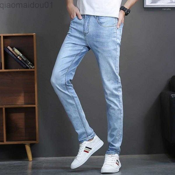 

men's jeans men's jeans jean trousers male pants blue and black 2021 business fashion stretch denim classic style regular fit stra