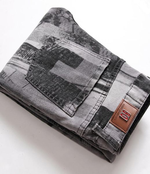 

new gray printed jeans 2020 men039s stretchfit thin jeans european and american style casual fashion denim trousers male print2249234, Blue